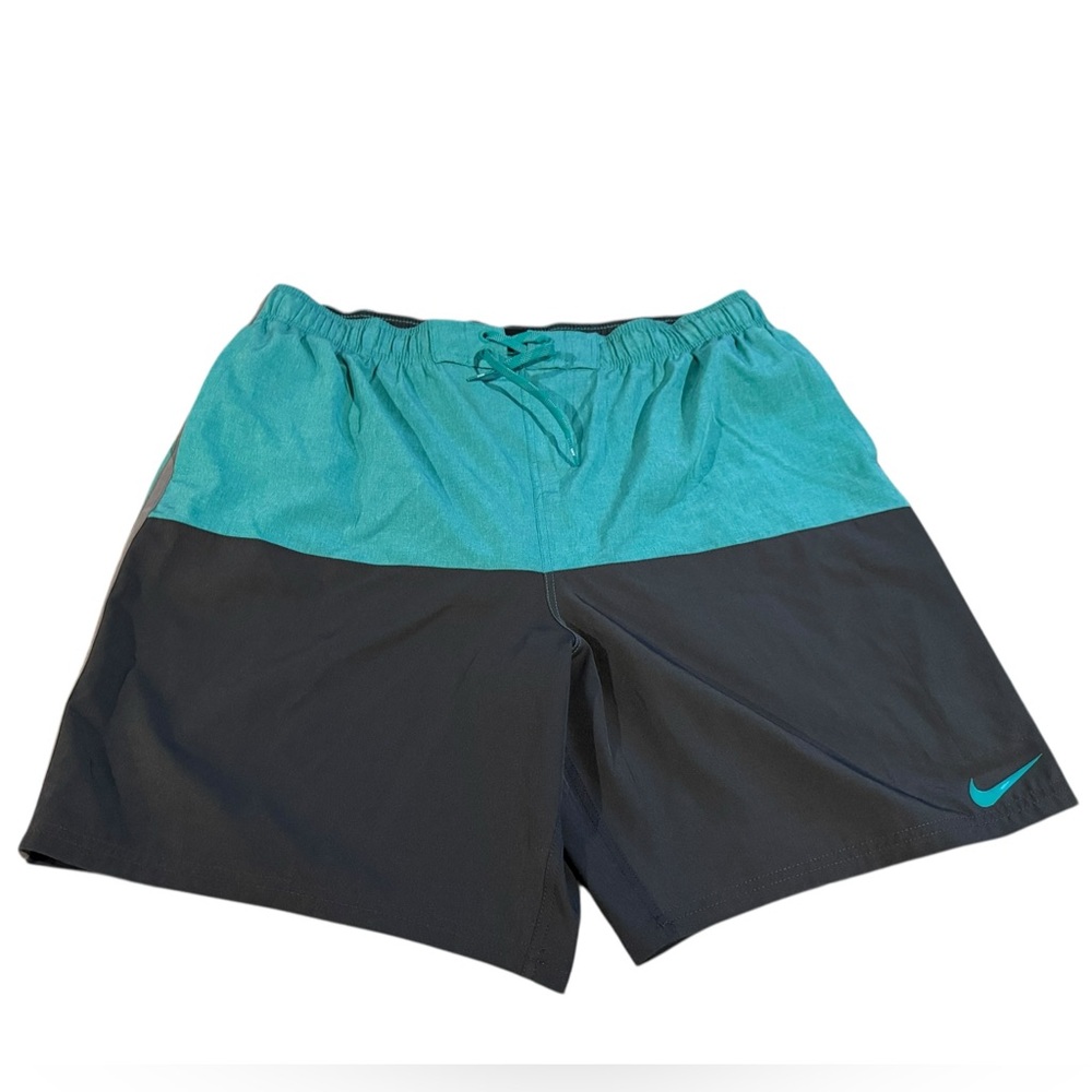 Nike Turquoise and Gray Swim Shorts